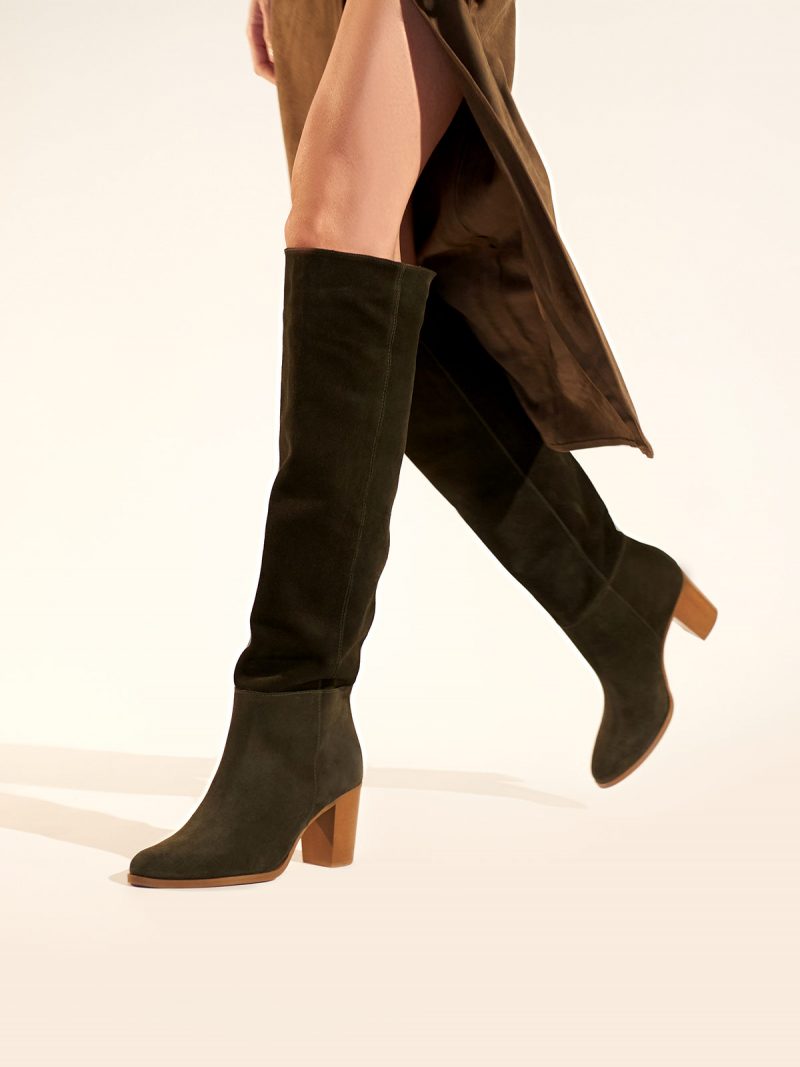 Phoebe Black Suedette Fold Over Boots